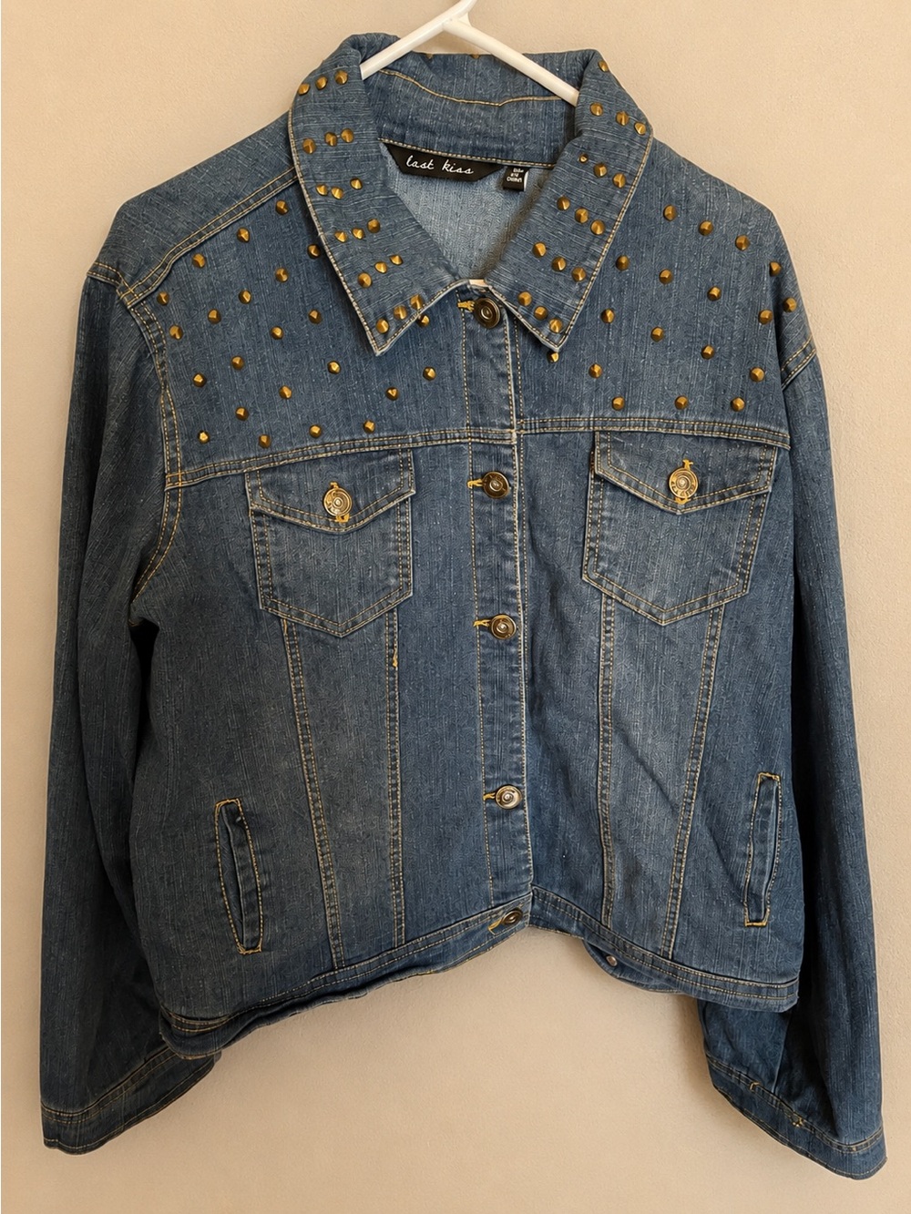 Last Kiss Studded Denim Jacket – Women's Plus Size 2X